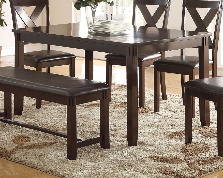 Dining Room Furniture Casual Modern 6 Piece Set Dining Table 4 Side Chairs And A Bench Rubberwood And Birch Veneers Espresso Finish