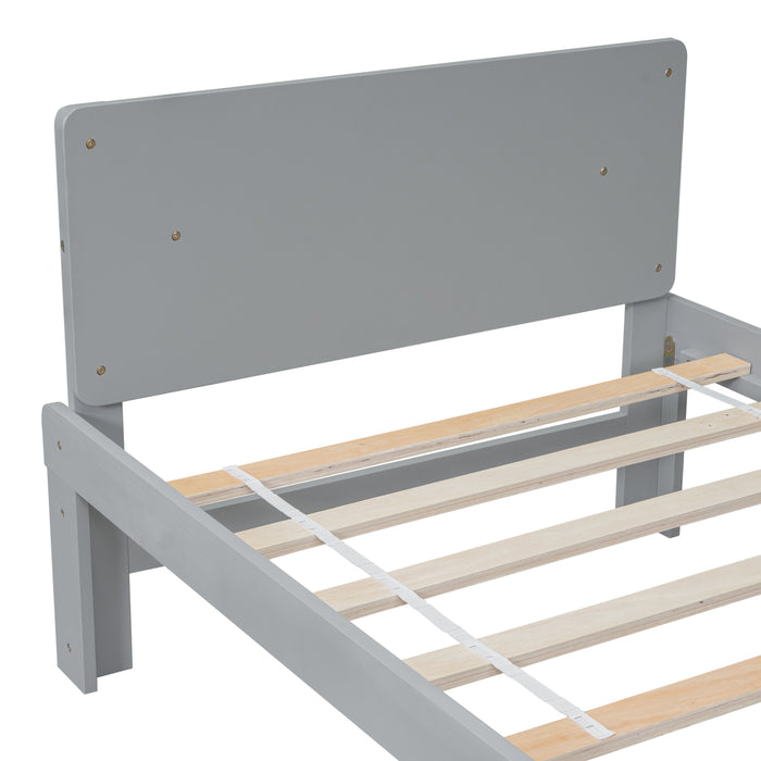 Twin Bed With Footboard Bench, Gray