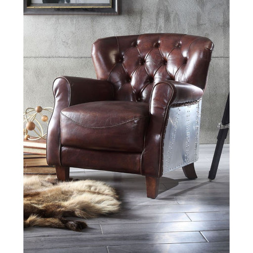 Brancaster - Accent Chair - Vintage Brown & Aluminum Unique Piece Furniture