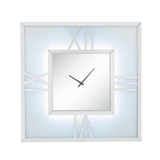 Noralie - Wall Clock - Mirrored & Faux Diamonds - 40" Unique Piece Furniture