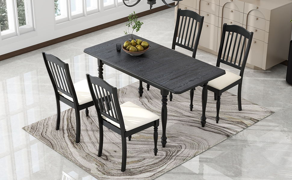 Top max Mid-Century 5 Piece Extendable Dining Table Set Kitchen Table Set With 15 Inch Butterfly Leaf For 4, Espresso
