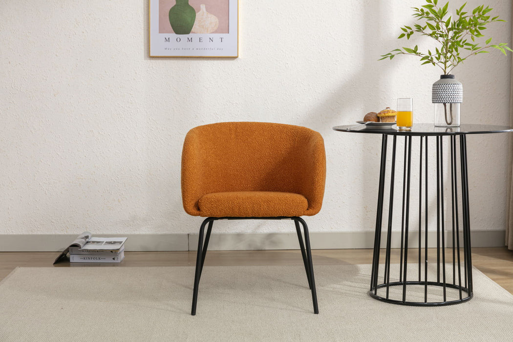 Boucle Fabric Dining Chair With Black Metal Legs - Ginger