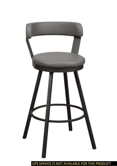 Gray Faux Leather Upholstered Metal Base Chairs (Set of 2) 360-Degree Swivel Bar Height Design Pub Chairs Casual Style
