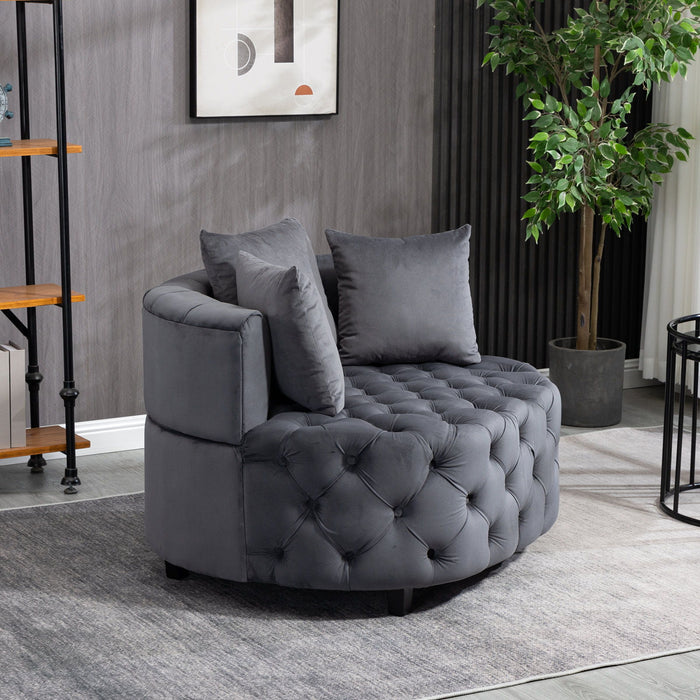 Accent Chair / Classical Barrel Chair For / Modern Leisure Chair - Gray