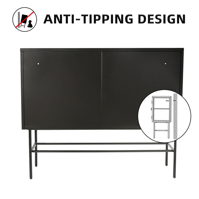 Retro Style Console Table Simple Modern Sideboard Storage Cabinet / With Detachable Wide Shelves For Entryway Living Room Bathroom Dining Room (Black), Old Skuпјљw68734125