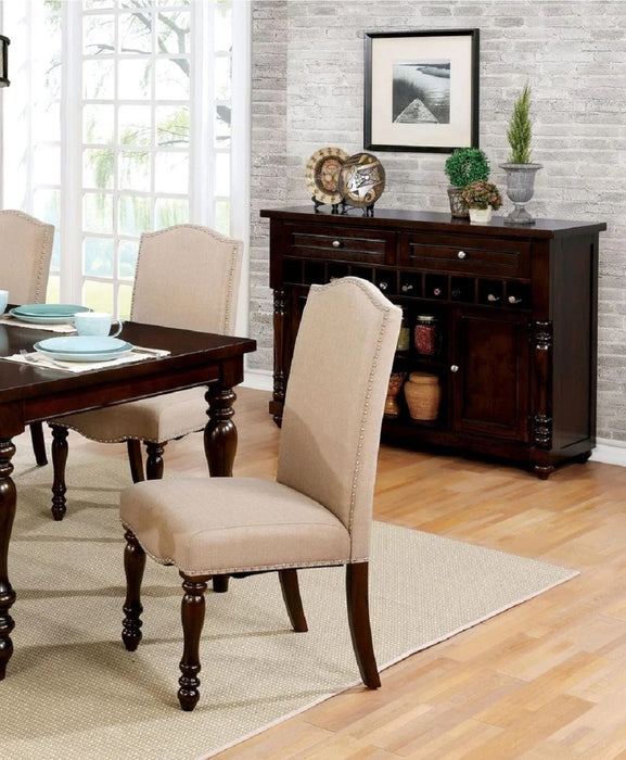 Transitional Antique Cherry Beige (Set of 2) Side Chairs Padded Turned Legs Dining Room Furniture