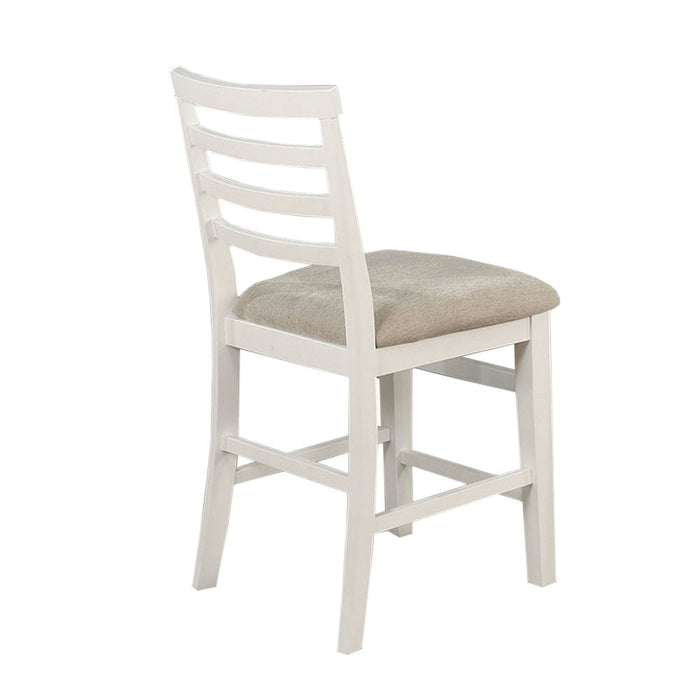 (Set of 2) Padded Fabric Counter Height Chairs In White And Beige