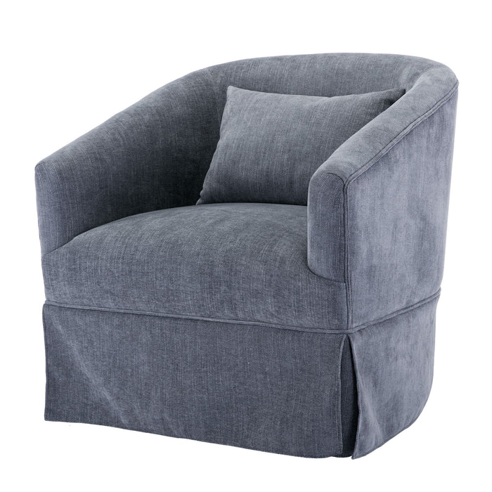 360 Degree Swivel Accent Armchair Linen Blend Grey