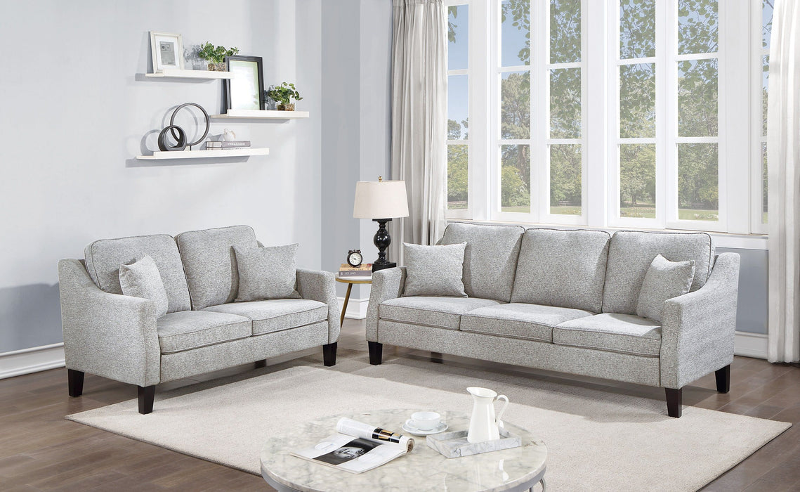 2 Piece Sofa Set Sofa And Loveseat Living Room Furniture Grey Blended Chenille Cushion Couch With Pillows