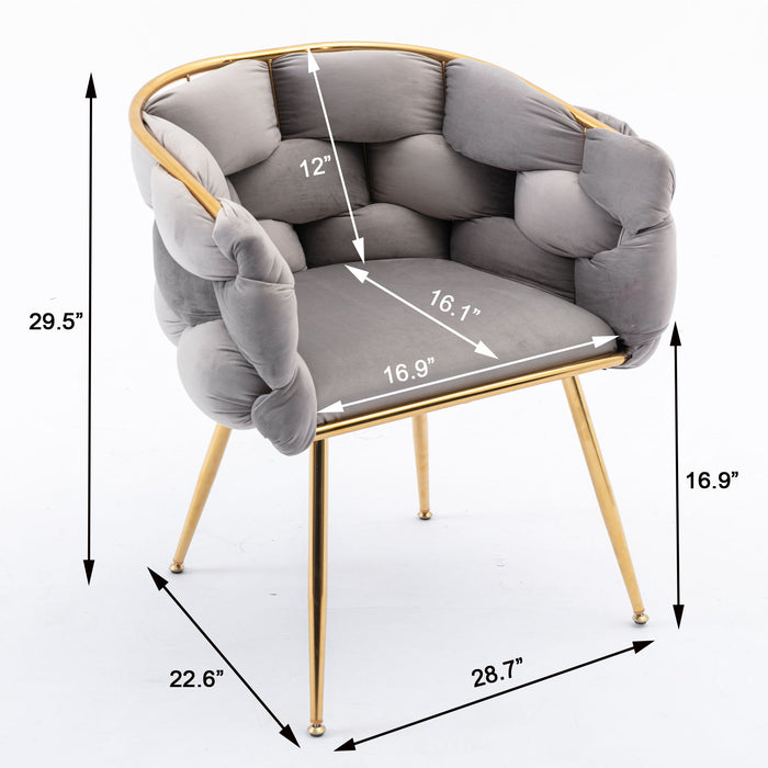 Luxury Modern Simple Leisure Velvet Single Sofa Chair Bedroom Lazy Person Household Dresser Stool Manicure Table Back Chair Gray