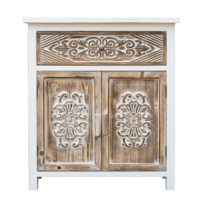 Weathered Wood Cabinet With 1 Drawer And 2 Doors Vintage Accent Storage Cabinet For Entryway, Living Room
