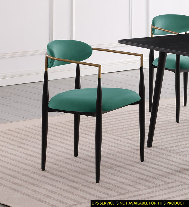 Modern Contemporary 2 Pieces Side Chairs Green Fabric Upholstered Ultra Stylish Chairs Set