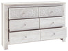 Paxberry - Whitewash - Six Drawer Dresser - Medallion Drawer Pulls Unique Piece Furniture