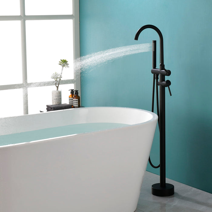 Double Handle Floor Mounted Clawfoot Tub Faucet - Matte Black