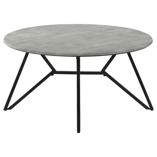 Hadi - Round Coffee Table With Hairpin Legs - Cement And Gunmetal Unique Piece Furniture