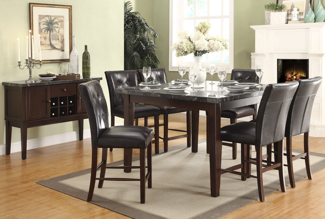 Espresso Finish 2 Pieces Set Counter Height Chairs Faux Leather Upholstery Button Tufted Transitional Dining Furniture
