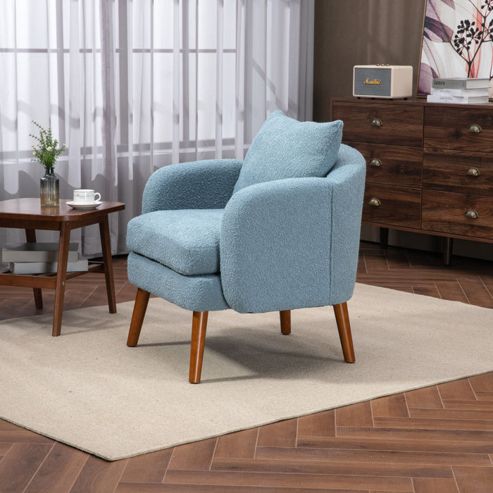 Coolmore Wood Frame Armchair, Modern Accent Chair Lounge Chair For Living Room - Light Blue