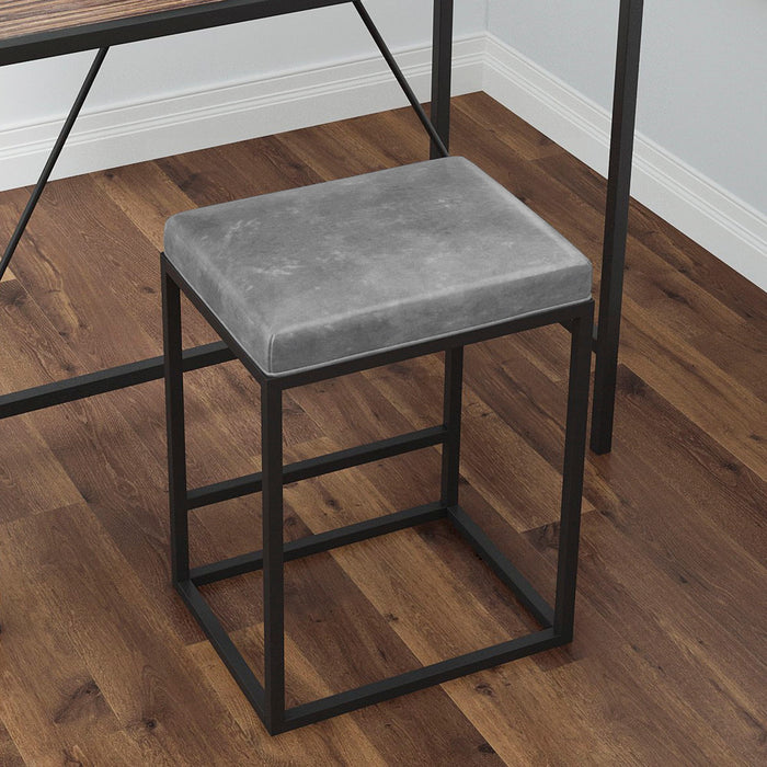 (Set of 2) Riley Indoor Gray Metal Faux Leather Bar Stools