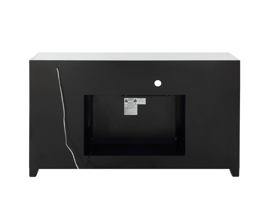 Acme Noralie TV Stand With Fireplace, Led Mirrored And Faux Diamonds