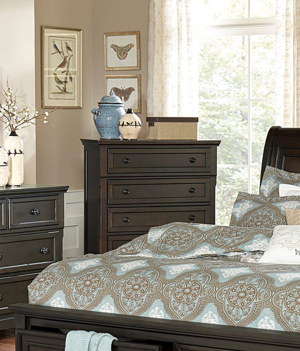 Traditional Design Bedroom Furniture 1 Piece Chest Of 5 Drawers Grayish Brown Finish Wooden Furniture