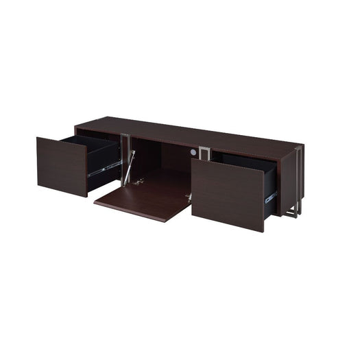 Cattoes - TV Stand - Dark Walnut & Nickel Unique Piece Furniture