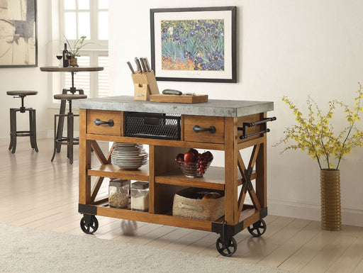 Kailey - Kitchen Cart - Antique Oak Unique Piece Furniture