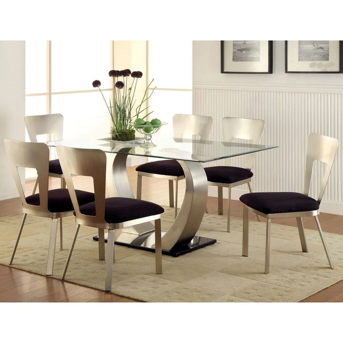 (Set of 2) Microfiber And Metal Side Chairs In Silver And Black