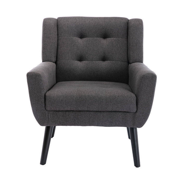 Modern Soft Linen Material Ergonomics Accent Chair Living Room Chair Bedroom Chair Home Chair With Black Legs For Indoor Home - Dark Gray
