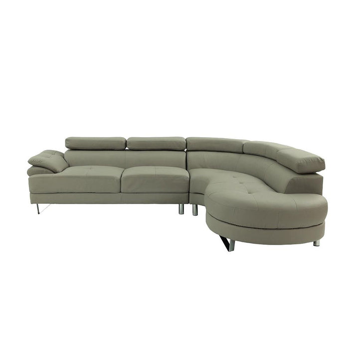 2 Piece Faux Leather Upholstered Sectional Sofa In Light Gray