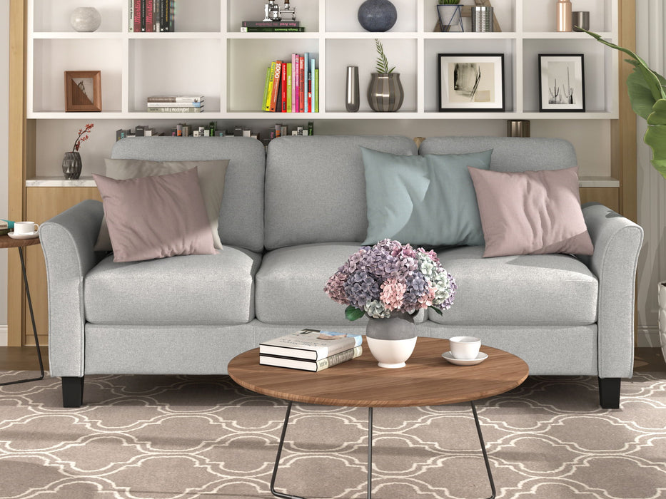Living Room Furniture Loveseat Sofa And 3 Seat Sofa (Light Gray)