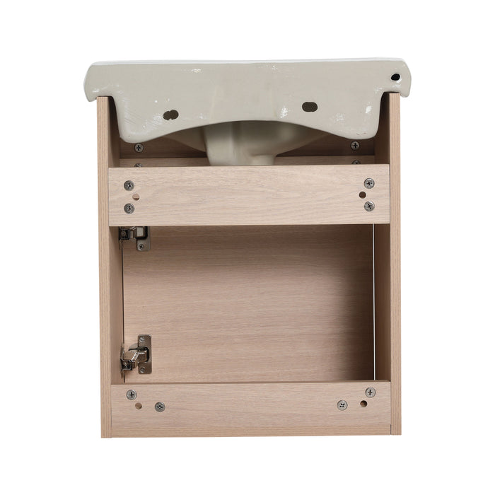 Small Size 18" Bathroom Vanity With Ceramic Sink, Wall Mounting Design (KD-Packing)