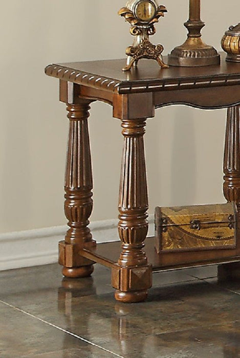 Traditional Formal Look Wooden 1 Piece End Table Living Room Sofa Side Table Rubberwood Ash Burl Veneer