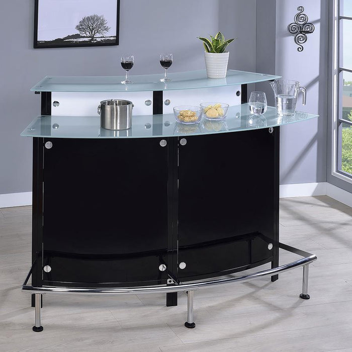 Keystone - Glass Top Bar Unit - Black Unique Piece Furniture