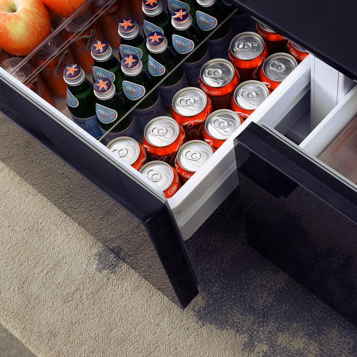 Smart Table Fridge, Multifunctional Coffee Table, Tempered Glass Table Top And Back