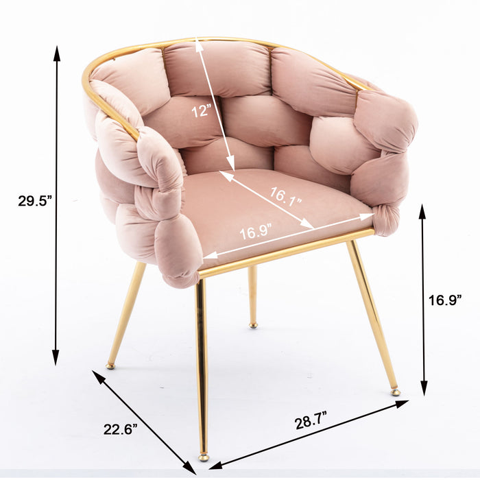 Luxury Modern Simple Leisure Velvet Single Sofa Chair Bedroom Lazy Person Household Dresser Stool Manicure Table Back Chair Pink