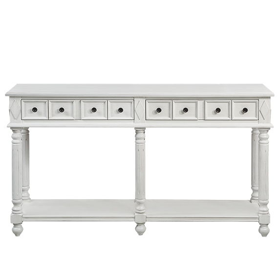 Retro Console Table Entryway With 2 Drawers - Antique White