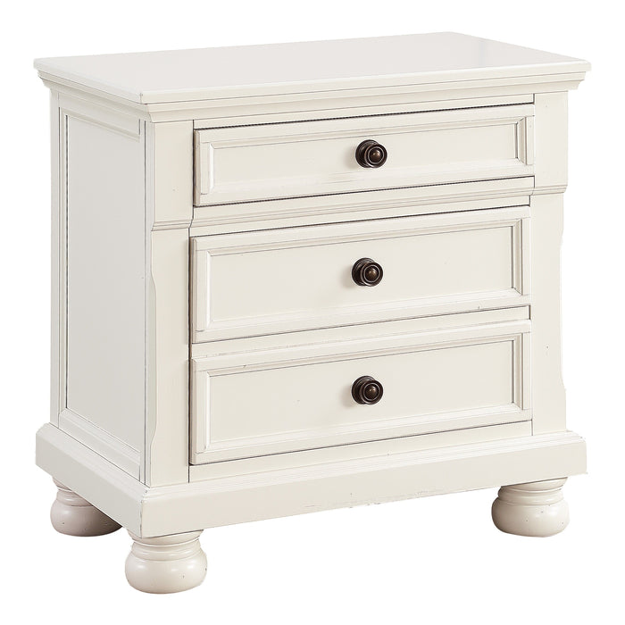Bedroom Furniture White Finish Bun Feet Nightstand With Hidden Drawer Casual Transitional Bed Side Table