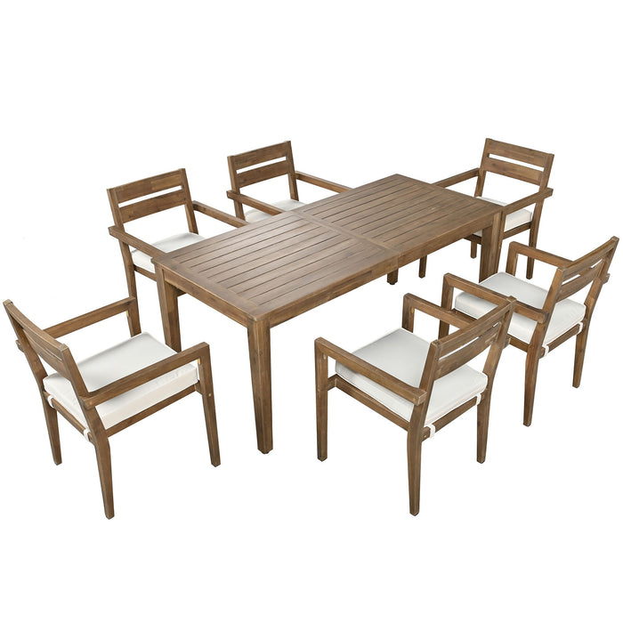 U_Style Acacia Wood Outdoor Dining Table And Chairs Suitable For Patio, Balcony Or Backyard - Burly Wood