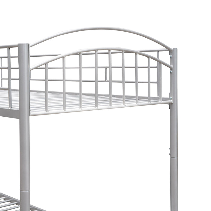 Twin Over Twin Metal Bunk Bed, Divided Into Two Beds (Silver)