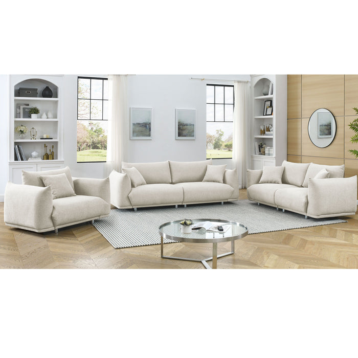 3-Seater + 2-Seater + 1-Seater Combination Sofa Modern Couch For Living Room Sofa, Solid Wood Frame And Stable Metal Legs, 5 Pillows, Sofa Furniture For Apartment