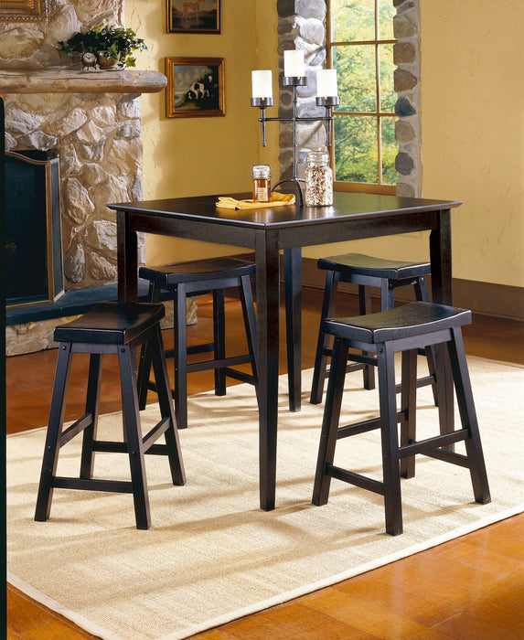 Black Finish 24 Inch Counter Height Stools (Set of 2) Saddle Seat Solid Wood Casual Dining Home Furniture