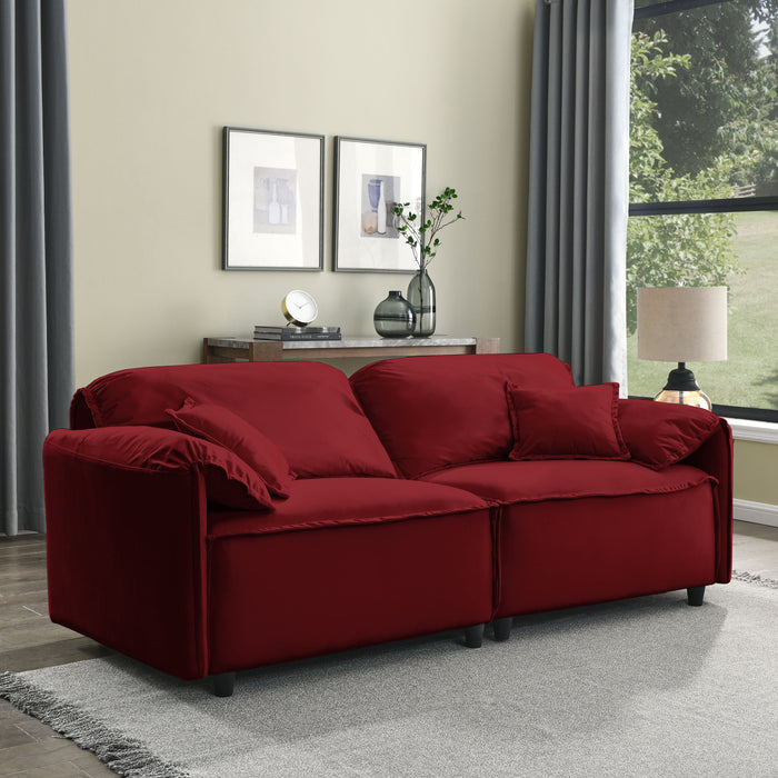 Luxury Modern Style Living Room Upholstery Sofa (Set of 2) - Red