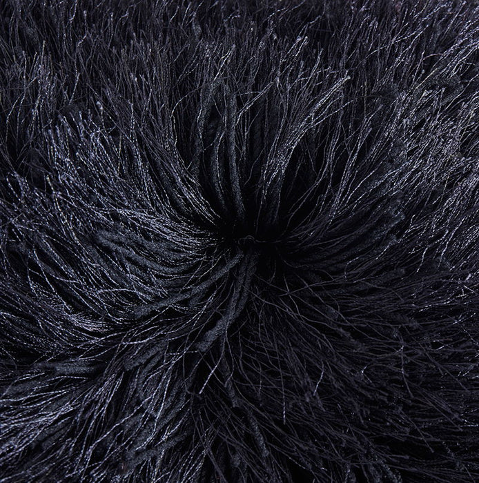 Decorative Shaggy Pillow (18 In X 18 In) - Black