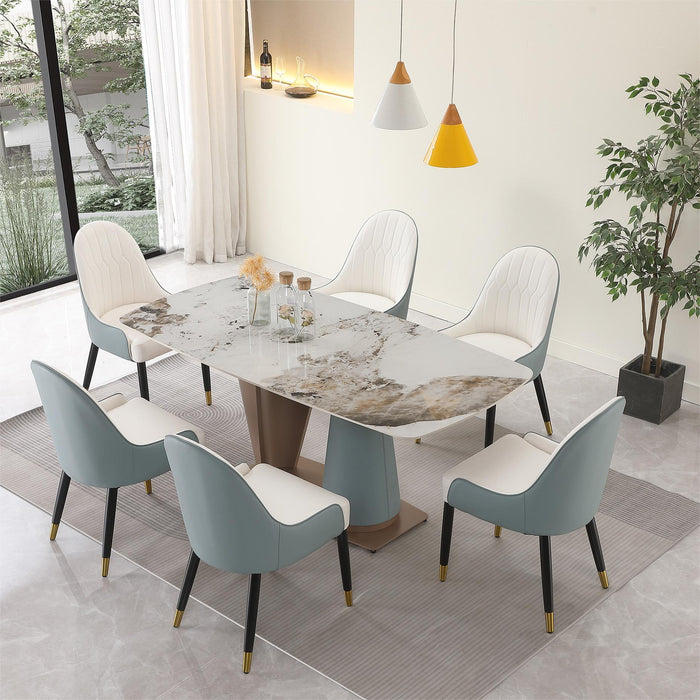 71" Pandora Color Sintered Stone Dining Table With 6 Pieces Chairs