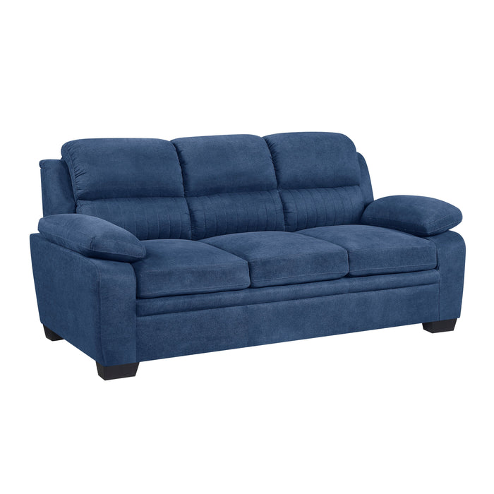 Comfortable Plush Seating Sofa 1 Piece Modern Blue Textured Fabric Channel Tufting Solid Wood Frame Living Room Furniture
