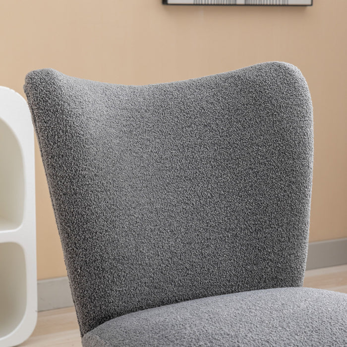 Boucle Upholstered Armless Accent Chair Modern Slipper Chair, Cozy Curved Wingback Armchair, Corner Side Chair For Bedroom Living Room Office Cafe Lounge Hotel Gray