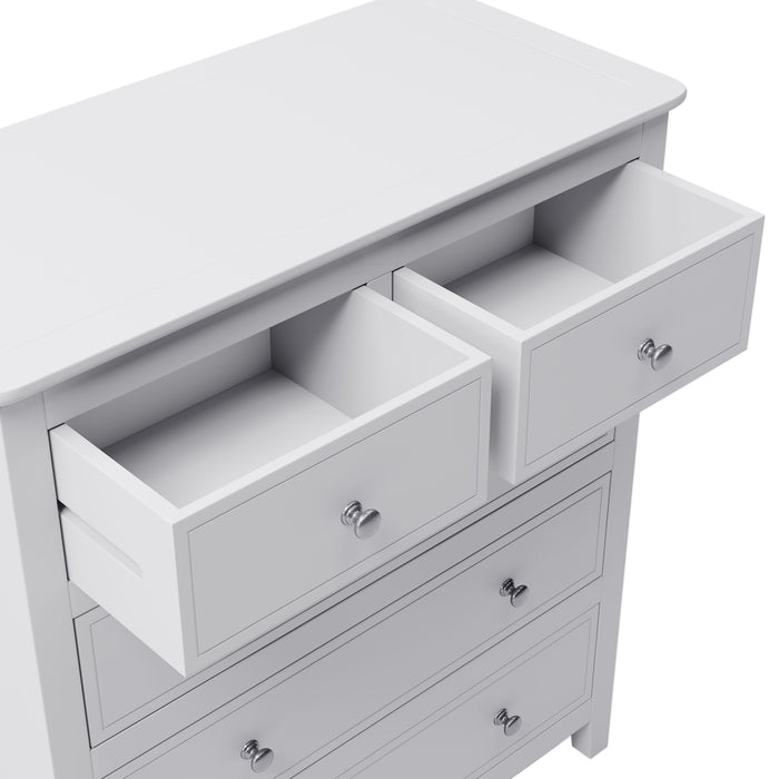 5 Drawers Solid Wood Chest In White
