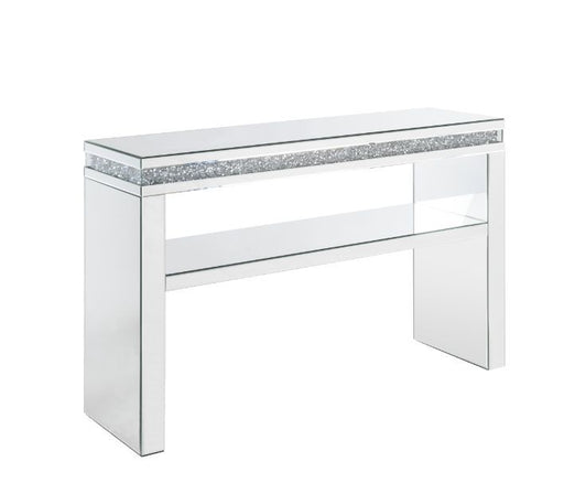 Noralie - Accent Table - Mirrored & Faux Diamonds - 32" Unique Piece Furniture