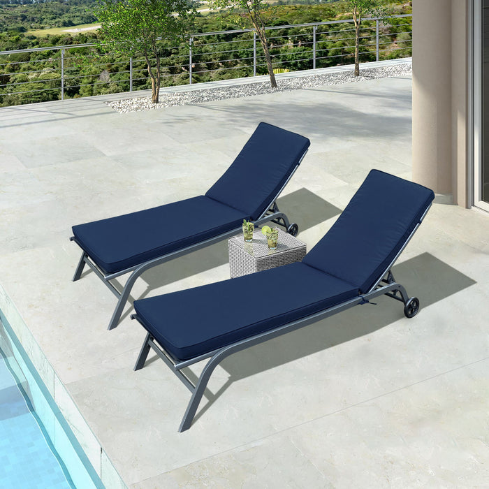 (Set of 2) Outdoor Lounge Chair Cushion Replacement Patio Funiture Seat Cushion Chaise Lounge Cushion - Navy Blue