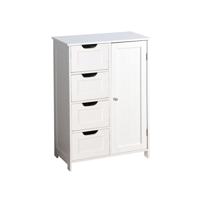 Bathroom Storage Cabinet - Floor Cabinet With Adjustable Shelf And Drawers - White
